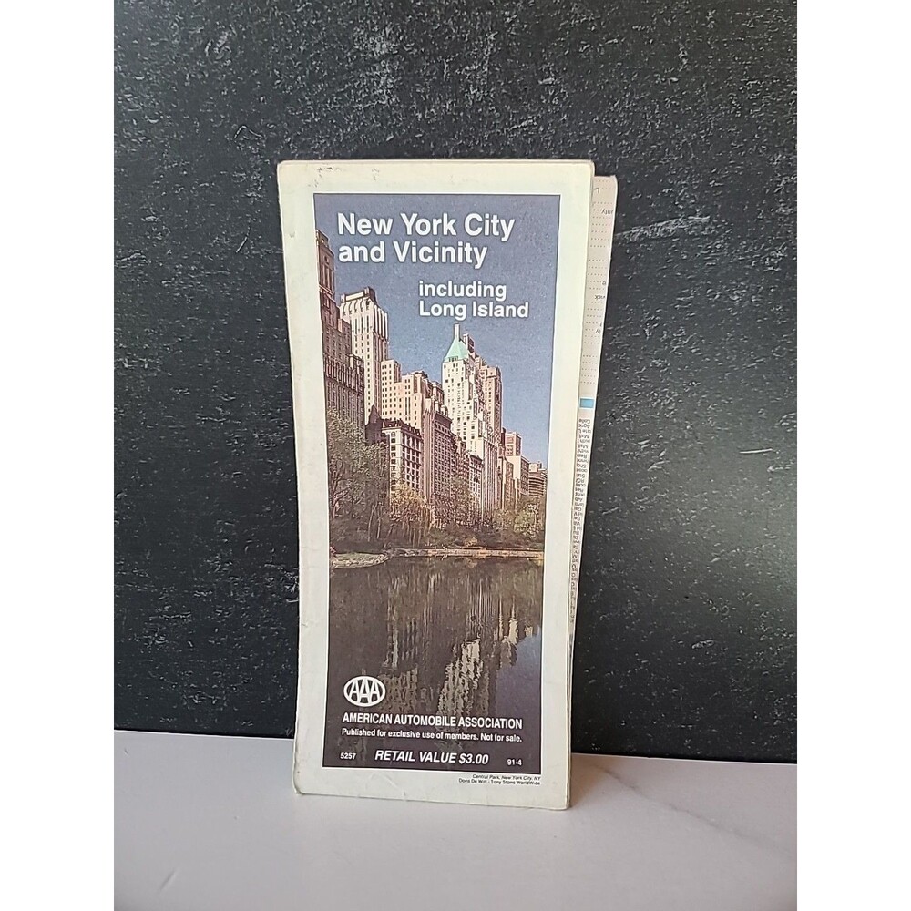 New York City And Vicinity Including Long Island AAA Map Vintage